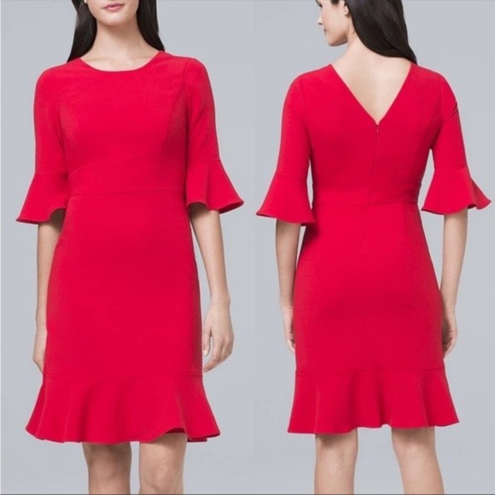 White House Black Market Flare Sleeve Fluted Hem Sheath Dress